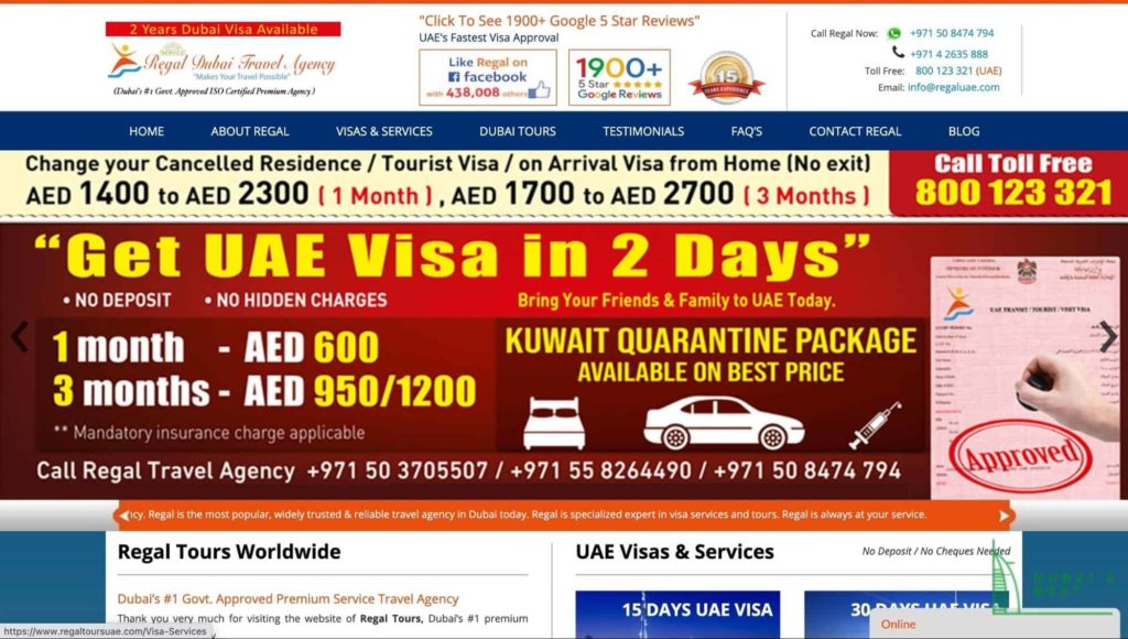 Regal Tours' Homepage