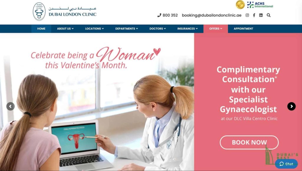 Dubai London Clinic's Homepage