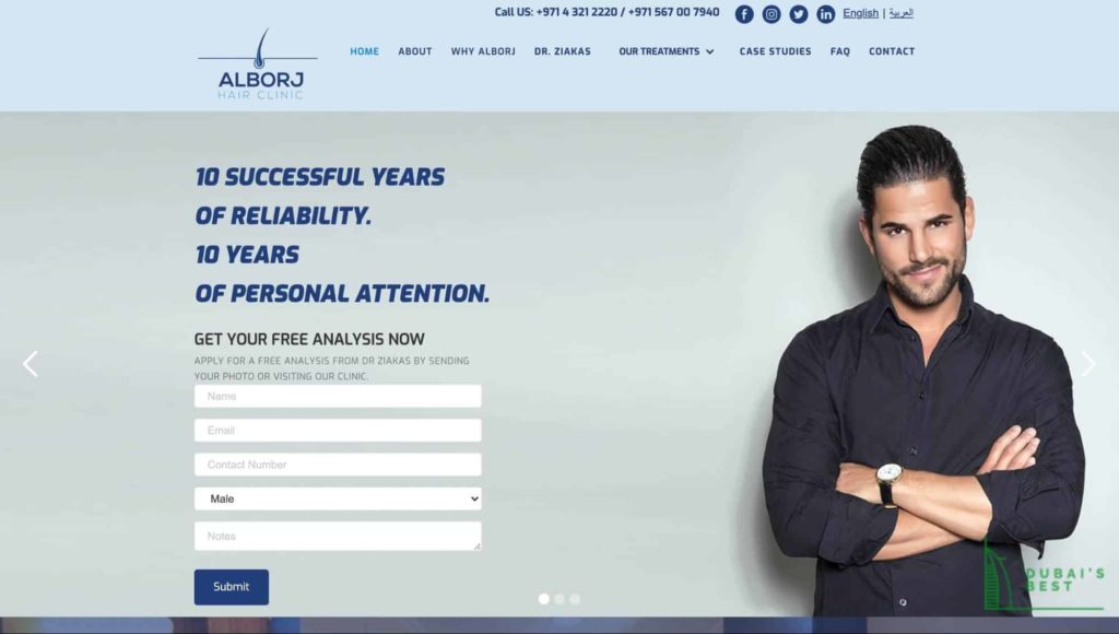 Alborj Hair Clinic's Homepage