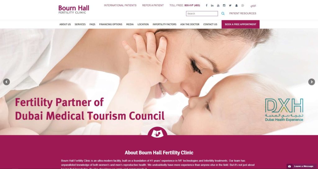 Bourn Hall Fertility Clinic's Homepage