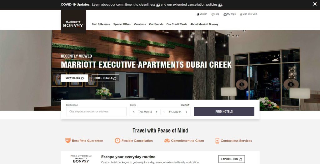 Marriott Executive Apartments Dubai Creek's Homepage