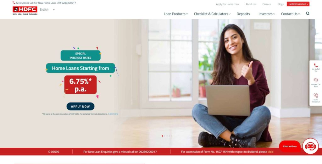 HDFC's Homepage
