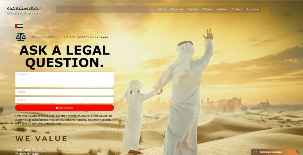 Al Safar & Partners Advocates and Legal Consultants' Homepage