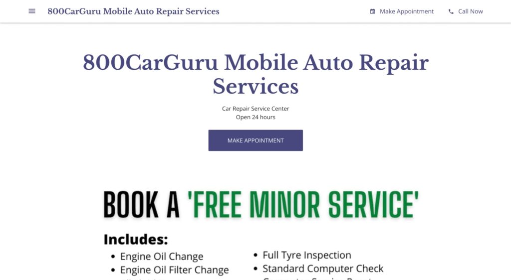 800CarGuru Mobile Auto Repair Services's Homepage