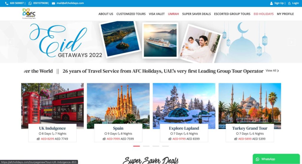 AFC Holidays's Homepage