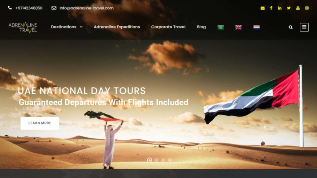 Adrenaline Travel Homepage