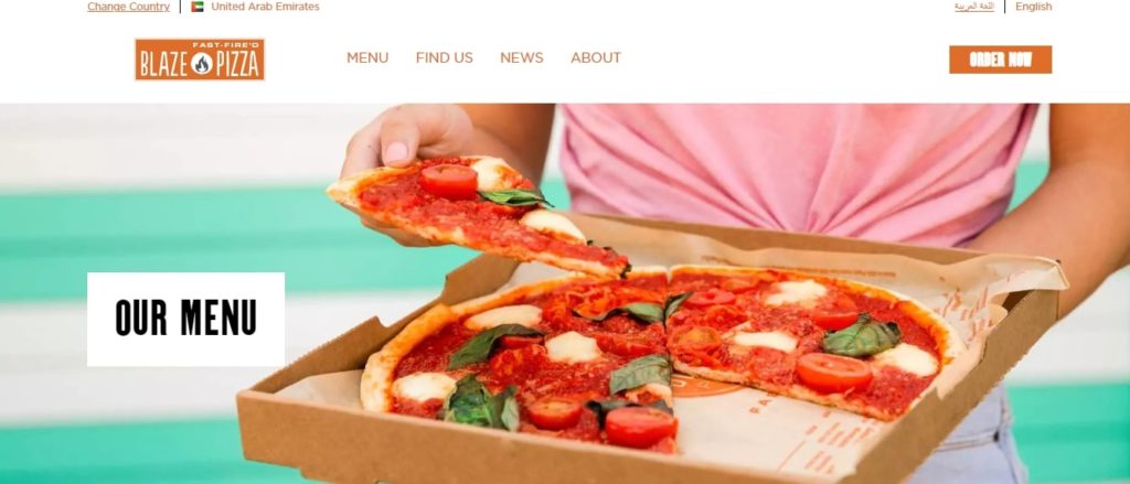 Blaze Pizza's Homepage