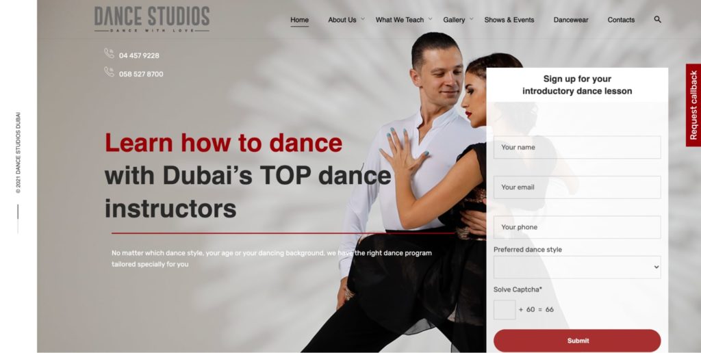 Dance Studios Dubai's Homepage