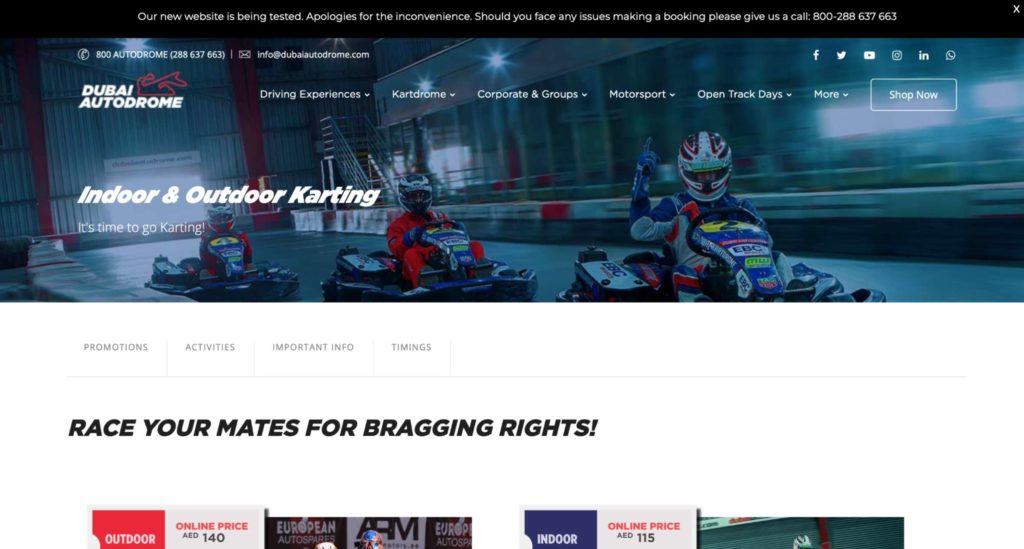 Dubai Autodrome's Homepage