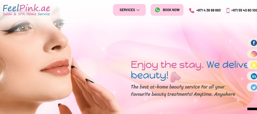 Feel Pink Salon & Home Spa Service's Homapge