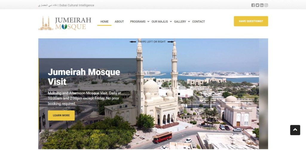 Jumeirah Mosque's Homepage