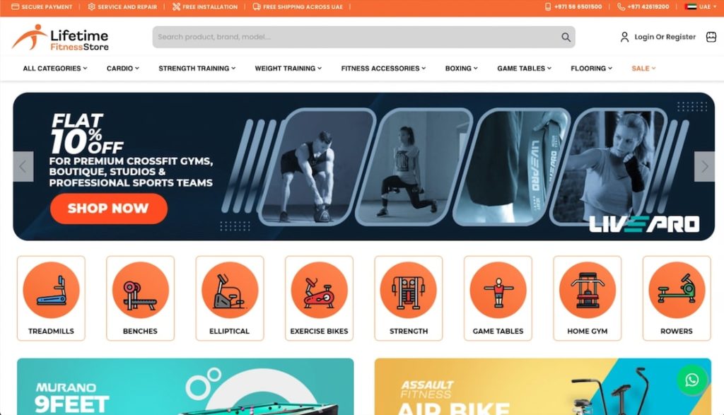 Lifetime Fitness Store's Homepage