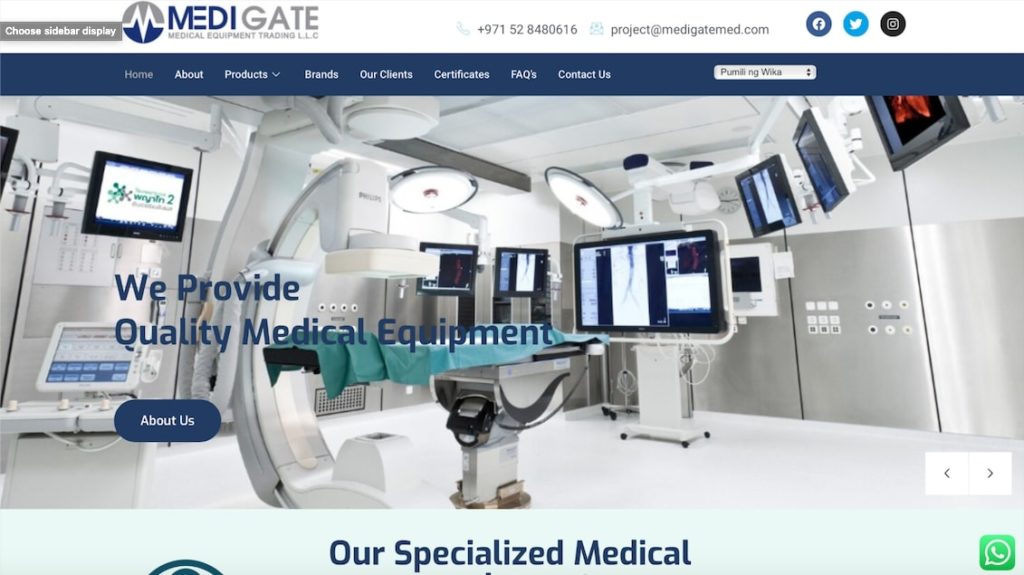 Medigate Medical Equipment's Homepage