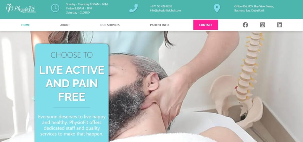 PhysioFit Sports & Rehab Clinic's Homepage