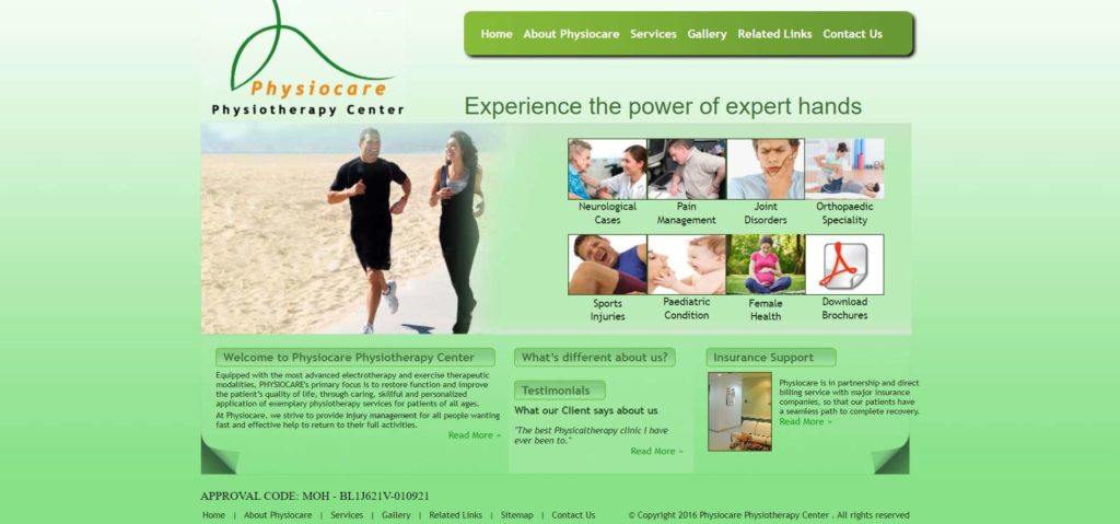 Physiocare Physiotherapy Center's Homepage