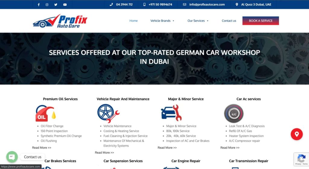 Profix Auto Care's Homepage