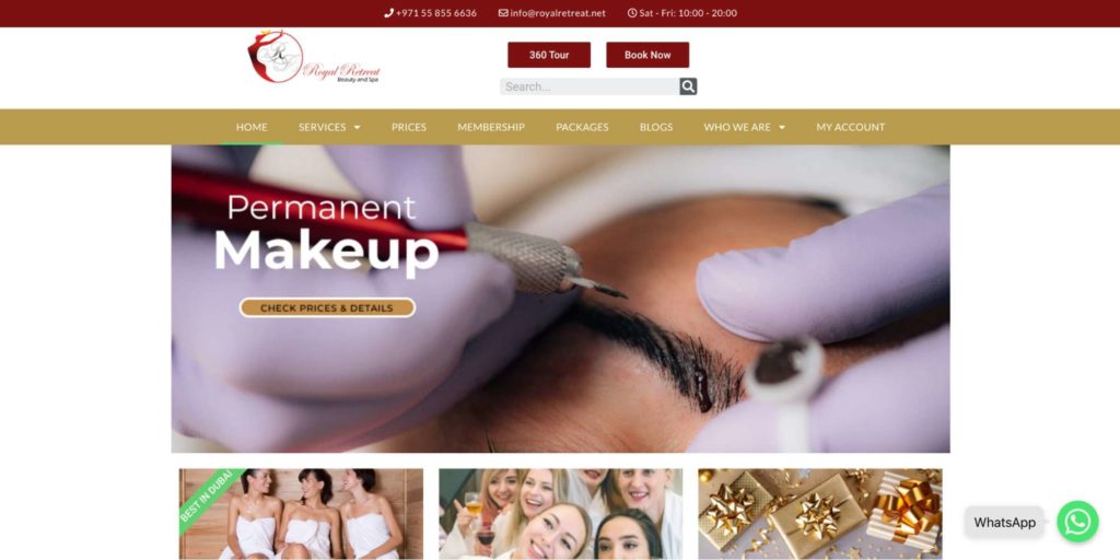 Royal Retreat Beauty and Spa's Homepage