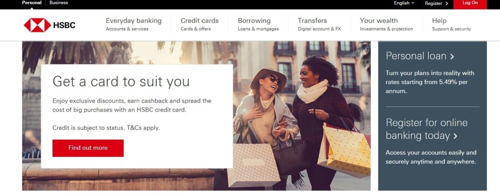 The Hongkong and Shanghai Banking Corporation (HSBC Bank)'s Homepage
