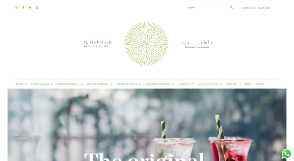 The Hundred Wellness Centre's Homepage