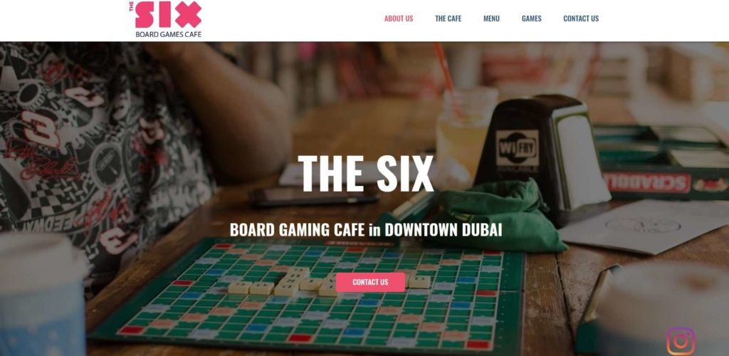 The Six Board Game Cafe's Homepage