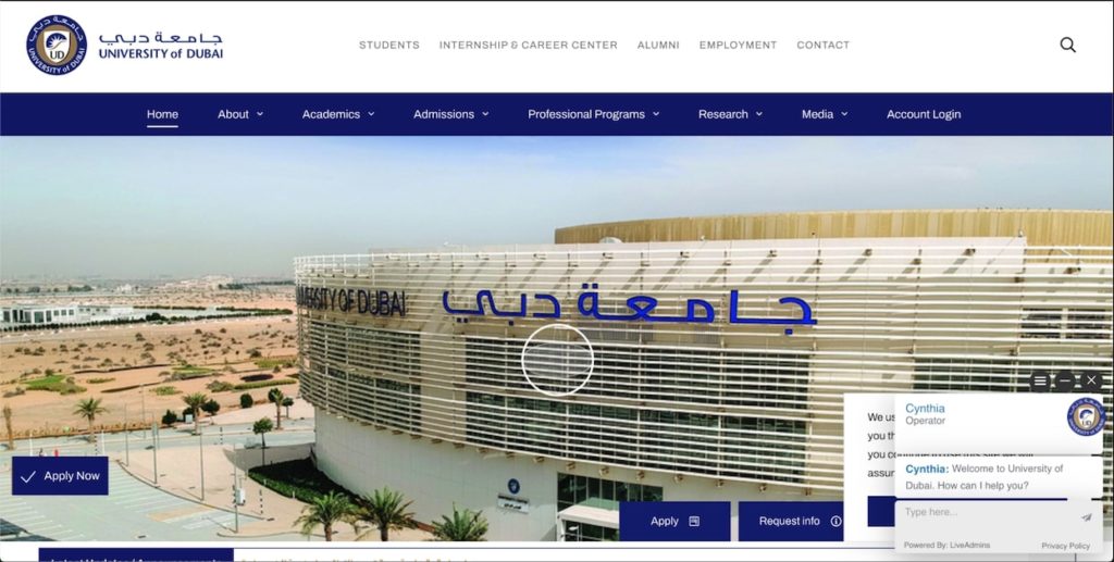 University of Dubai's Homepage