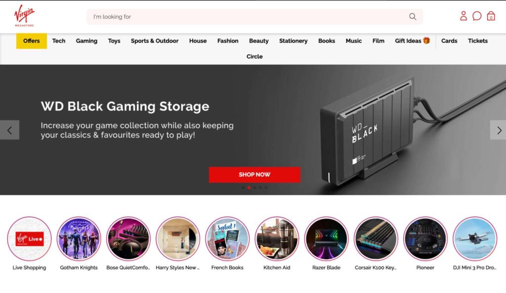 Virgin Megastore's Homepage