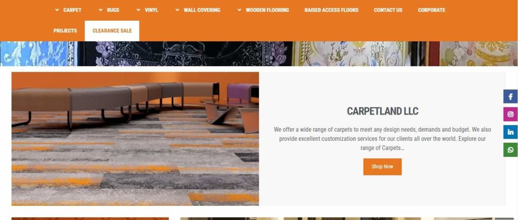 Carpetland LLC Dubai Homepage