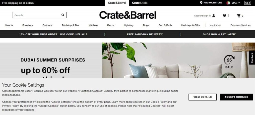 Crate & Barrel Homepage1