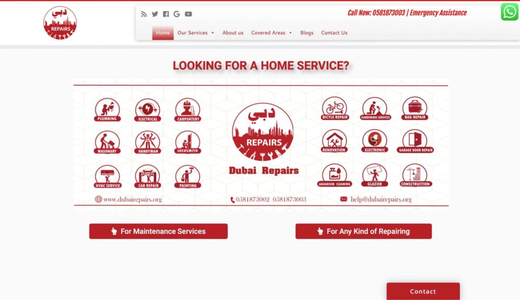 Dubai Repairing & Maintenance Company Homepage