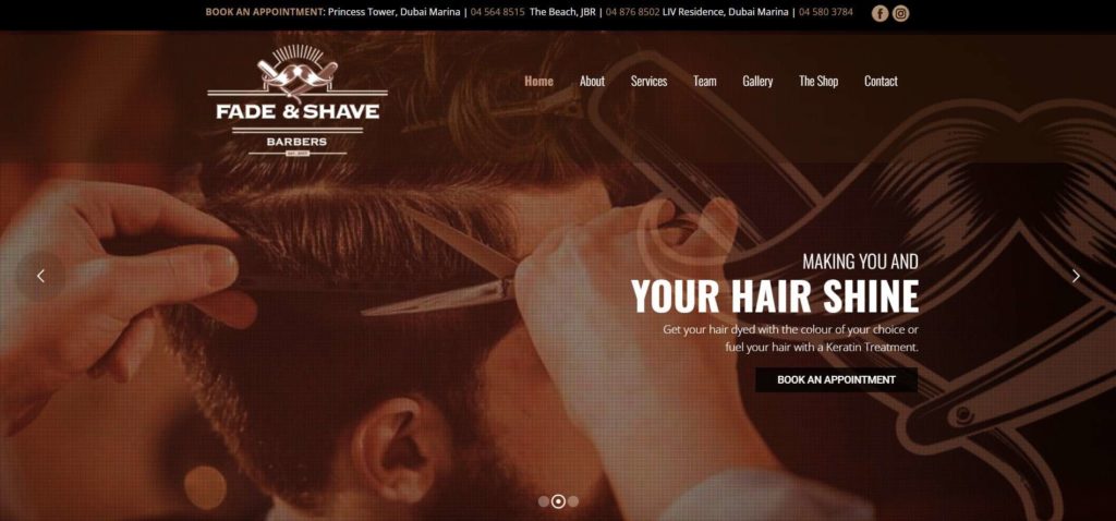 Fade & Shave Barbers Homepage