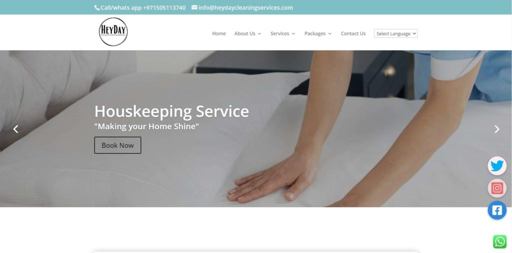 HeyDay Cleaning Services Homepage