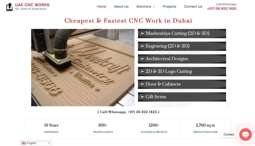 UAE CNC Works Homepage