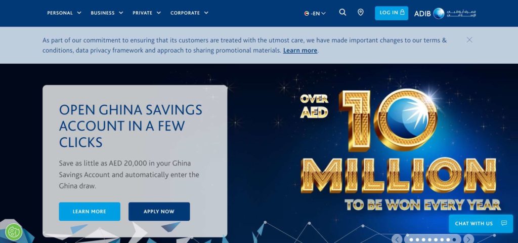 Abu Dhabi Islamic Bank Homepage