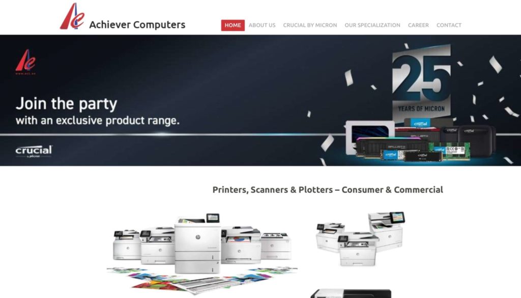 Achiever Computers Homepage