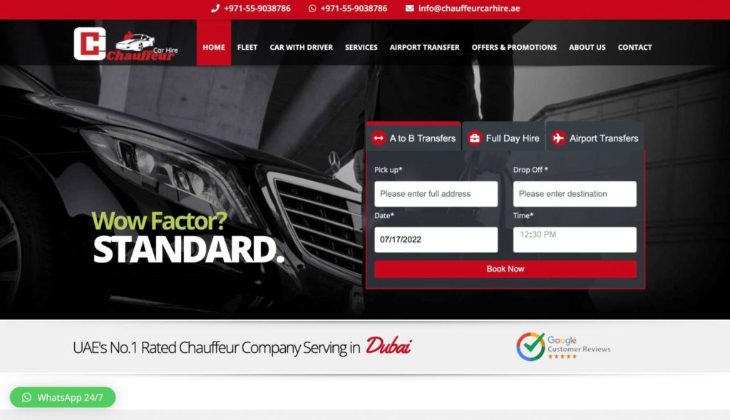 CCH Limousines and Luxury Car Rental Homepage