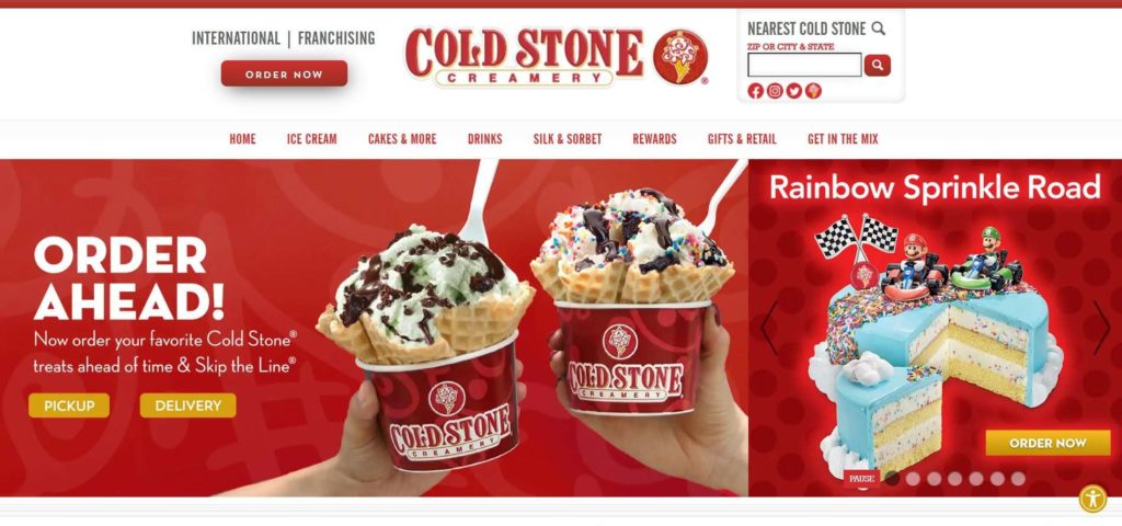 Coldstone Creamery Homepage