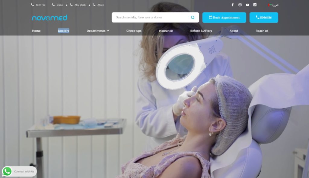 Dr. Ahmed El-Rafei of Novomed Dubai Marina Homepage