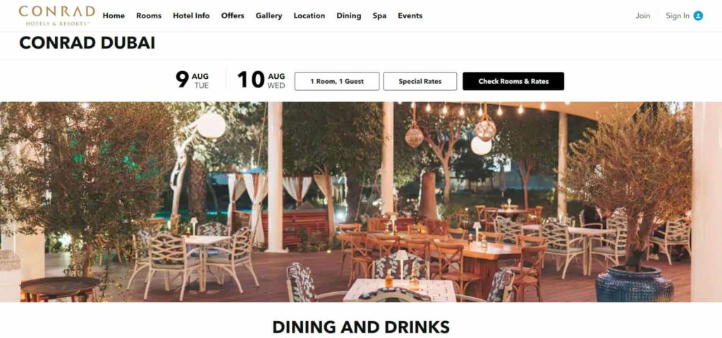 Kimpo at Conrad Dubai Homepage