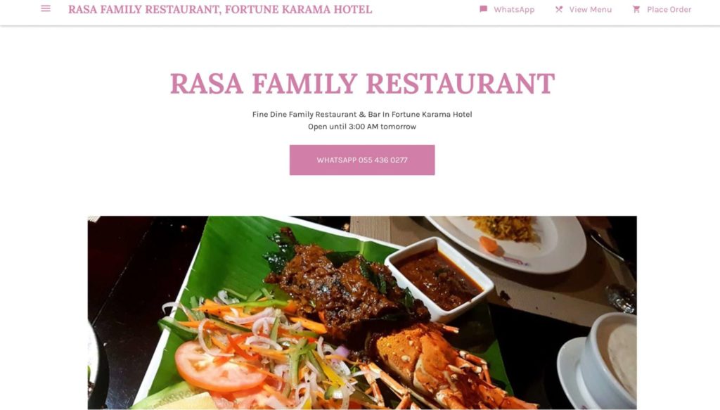 Rasa Family Restaurant Homepage