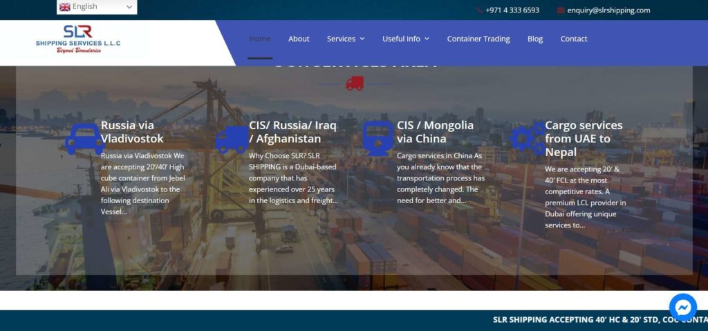 SLR Shipping Services Homepage