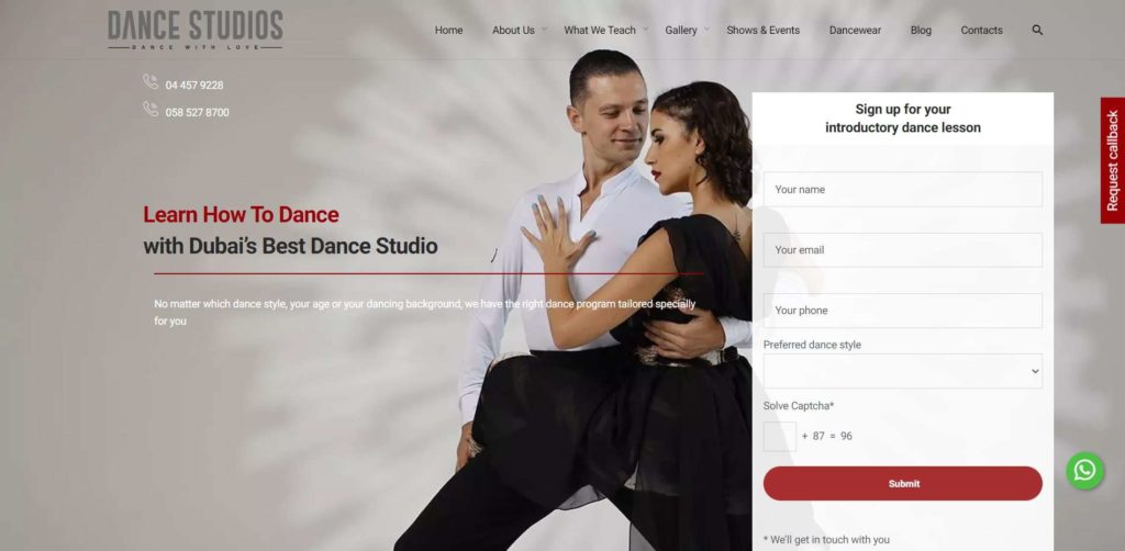 Dance Studios Dubai Homepage