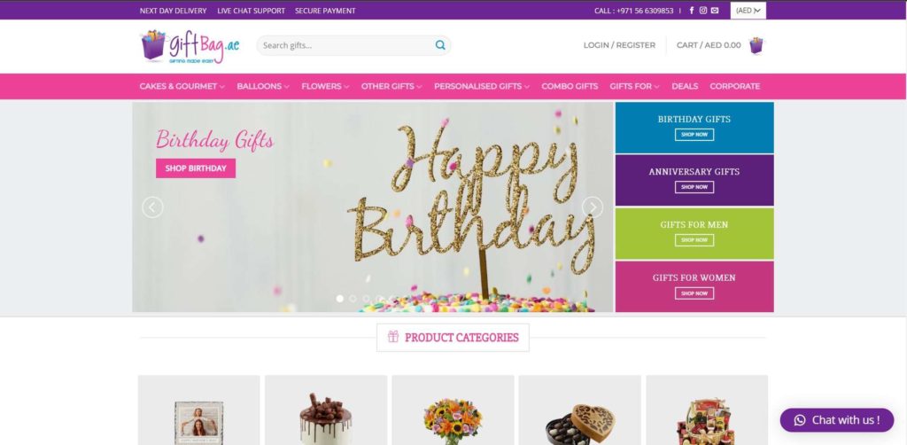 Giftbag.ae Homepage