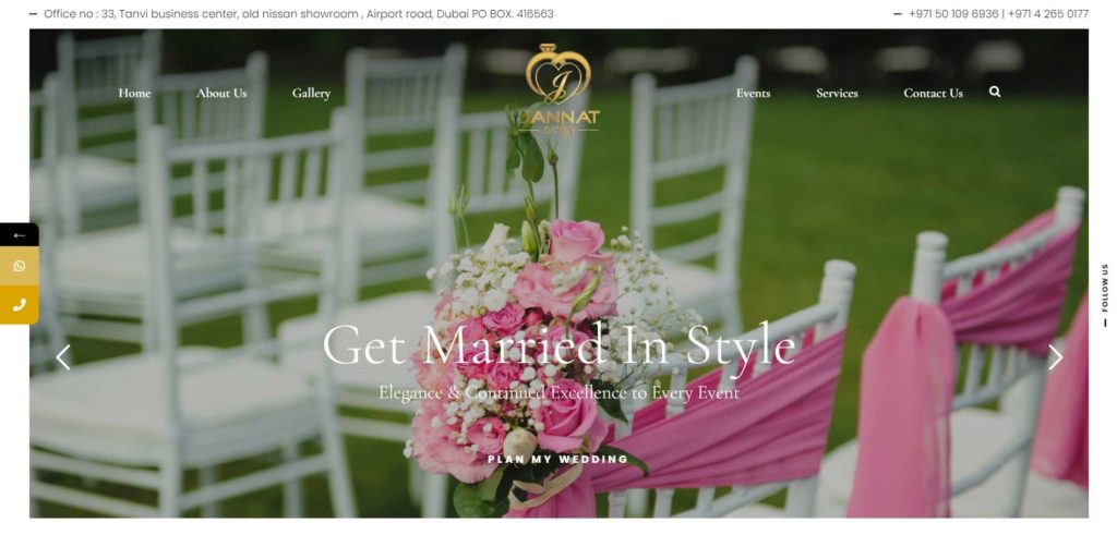 Jannat Events Homepage