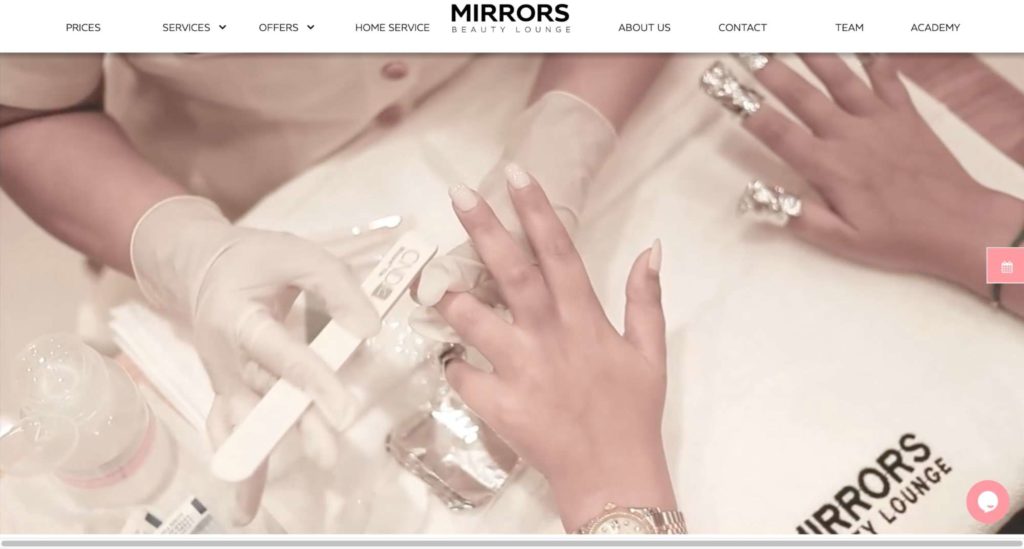 Mirrors Beauty Lounge Homepage