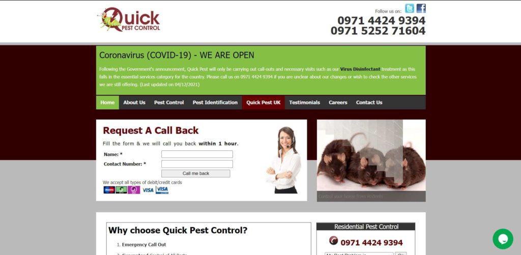 Quick Pest Control Dubai Homepage