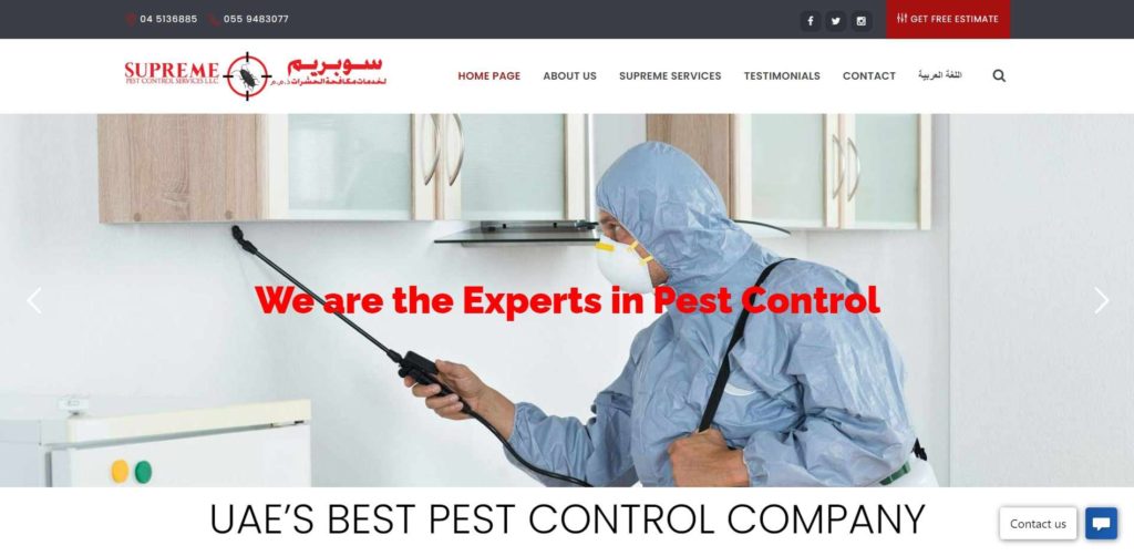 Supreme Pest Control Services Homepage