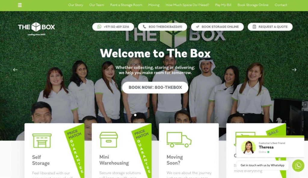 The Box Self Storage Homepage