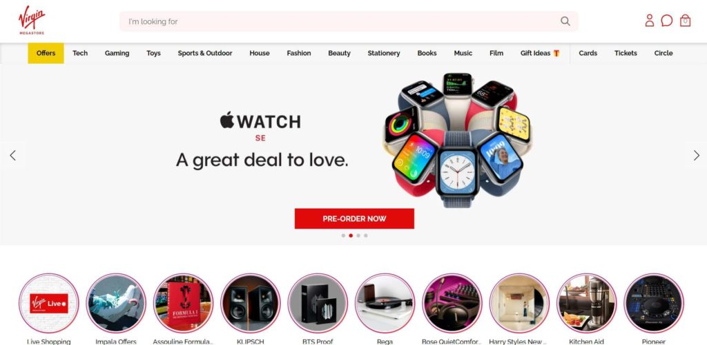 Virgin Megastore Dubai Homepage