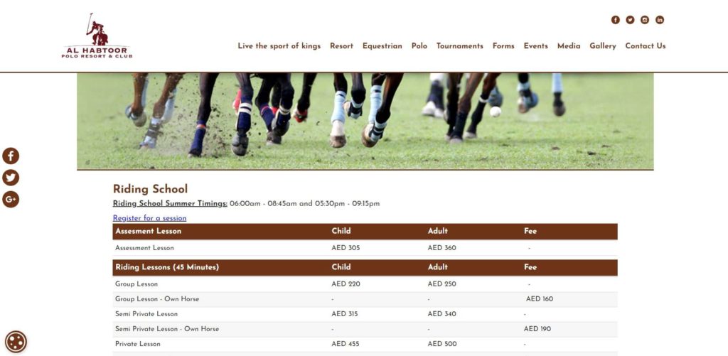 Al Habtoor Riding School Homepage
