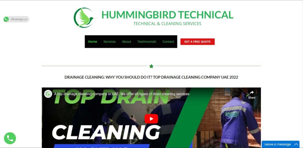 Hummingbird Technical & Cleaning Services Homepage